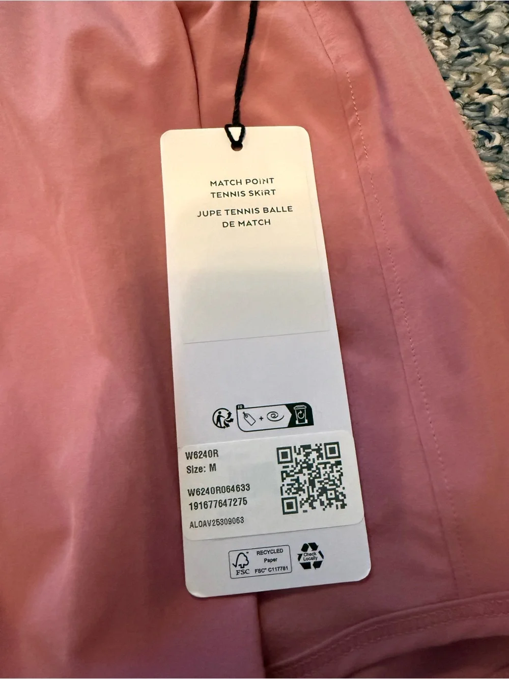 NWT ALO YOGA Match Point Skirt Pink Wild Rose